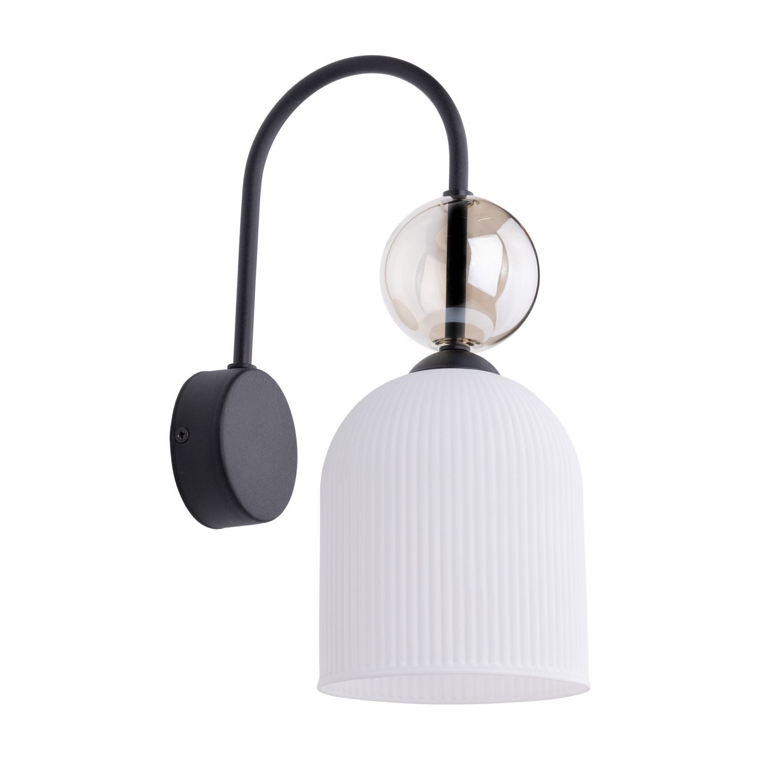 Licht-Erlebnisse Wandleuchte ISERO, ohne Leuchtmittel, Glas Metall E14 33,5 cm hoch Schwarz Weiß Modern Wandlampe