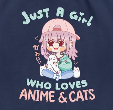 Turnbeutel Just a girl who loves anime & cats kawaii chibi - Anime Merch - Turnbeutel, Comic und Manga Deko