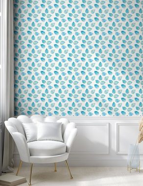 Abakuhaus Vinyltapete selbstklebendes Wohnzimmer Küchenakzent, Aquarell Gefallen Blaue Blätter