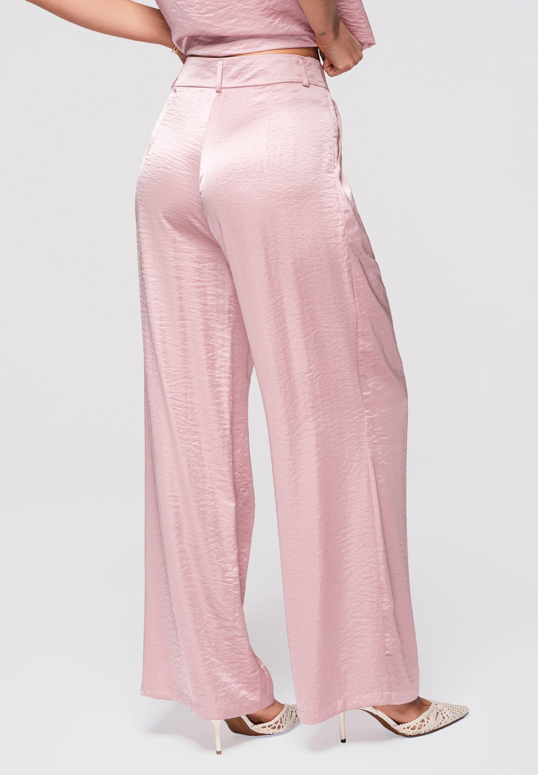 OMBRE Palazzohose Damen Wide Leg Hose High Waist Elegant (kein Set, 1-tlg) Modellierende Abnäher vorne