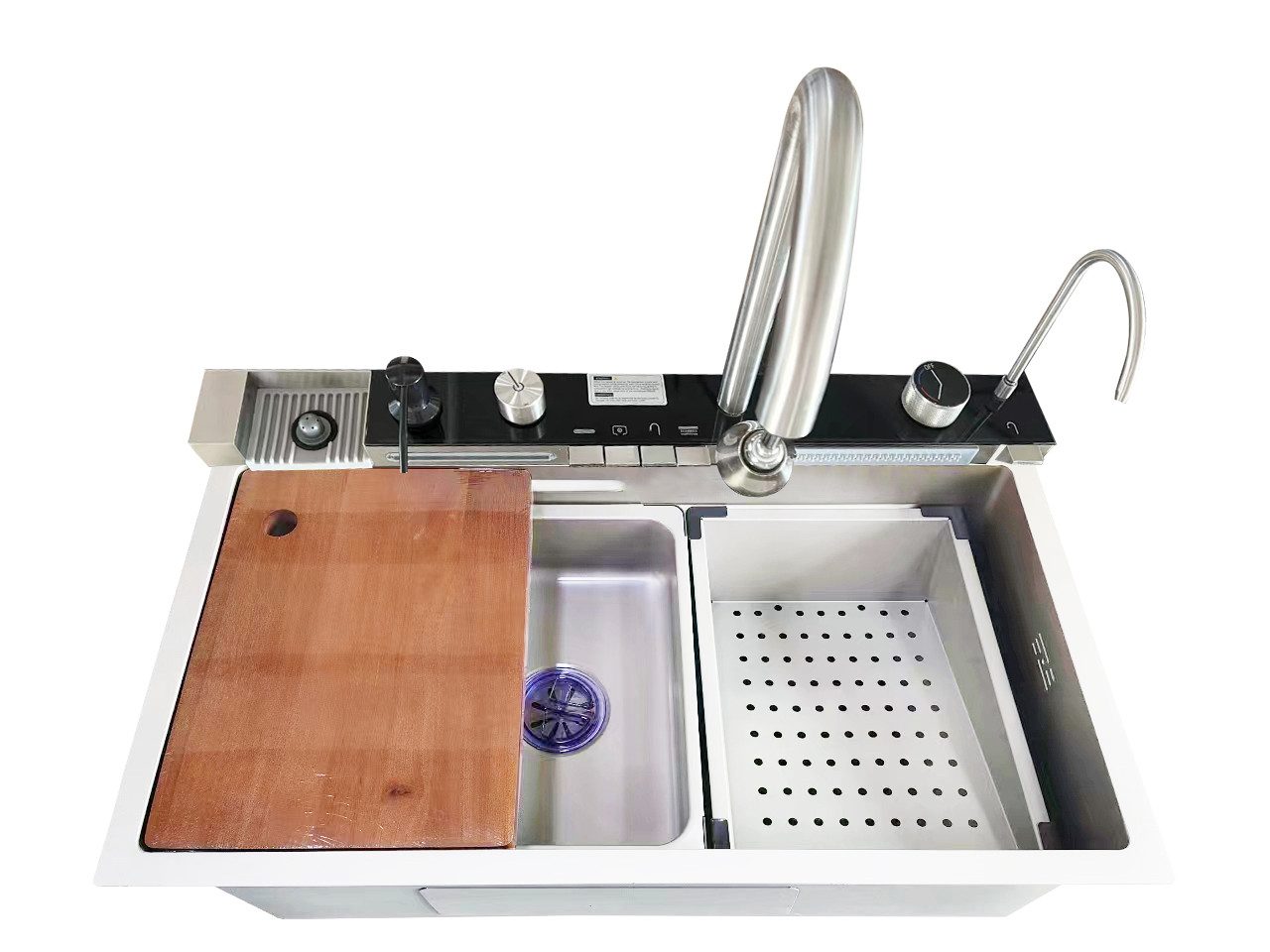 Faizee Home Küchenspüle Küchenspüle Nano 75x46cm - Wasserfallspüle aus hochwertigem Edelstahl, 75/46 cm