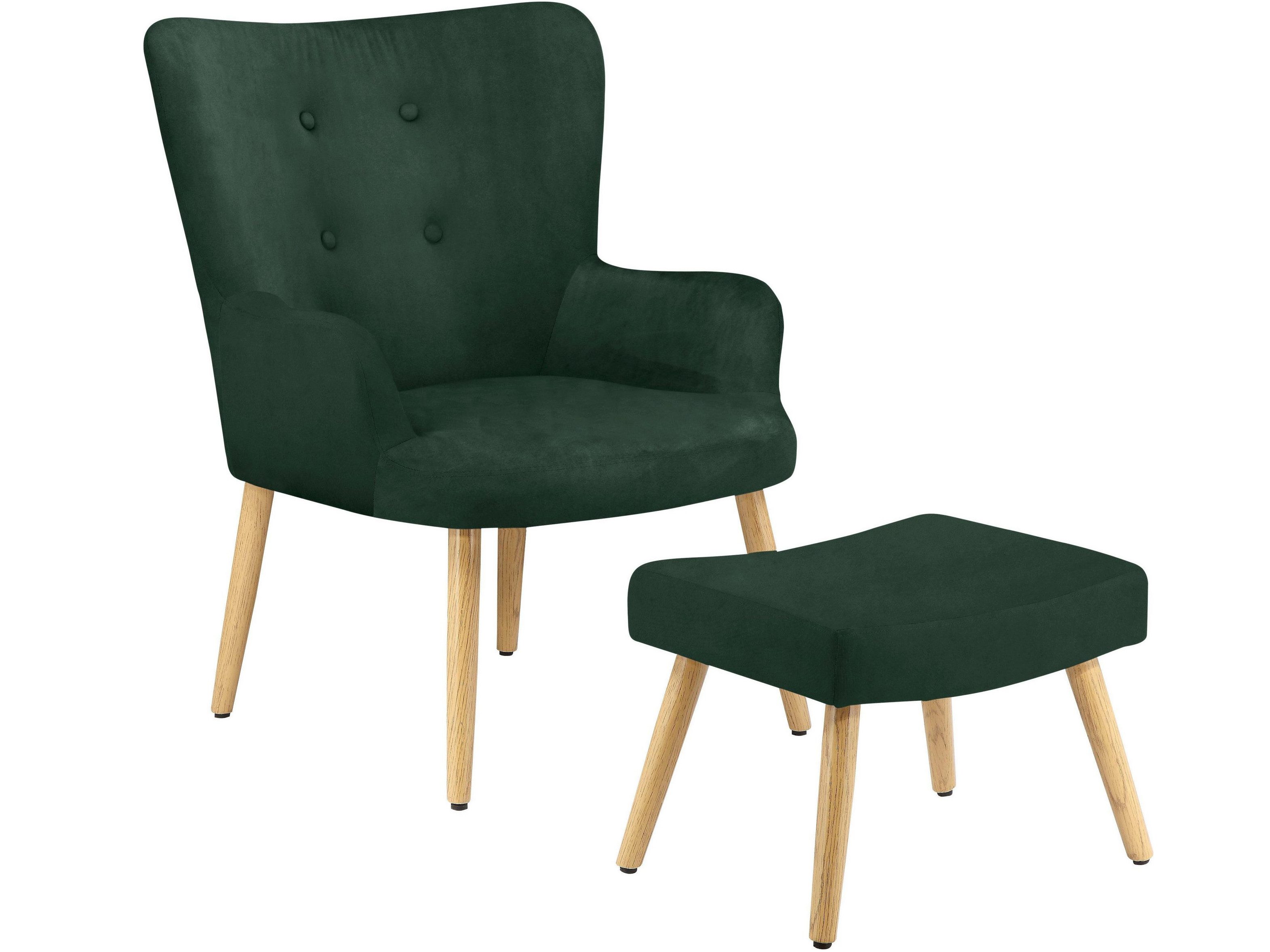 loft24 Sessel Cora (Set, 2-St), Ohrensessel mit Hocker, Armsessel, Stoffbezug, Fernsehsessel