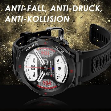 findtime Smartwatch (1,32 Zoll, Android, iOS), Telefonfunktion Blutdruck Sportuhren Outdoor Military IP68 Wasserdicht