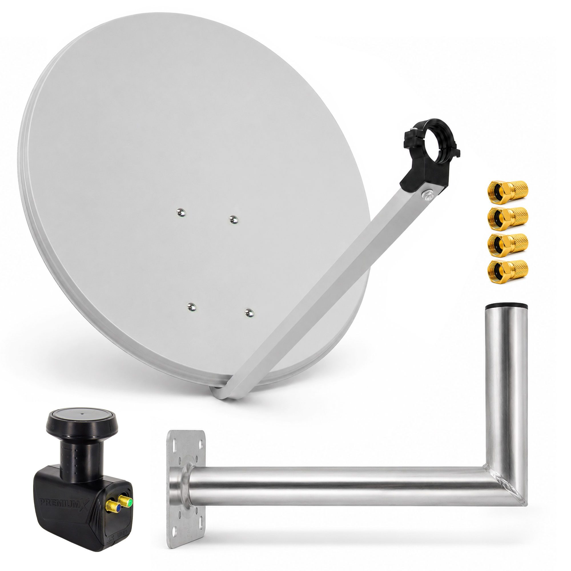 PremiumX SAT Anlage 80cm Antenne Twin LNB F-Stecker Wandhalter 45cm SAT-Antenne