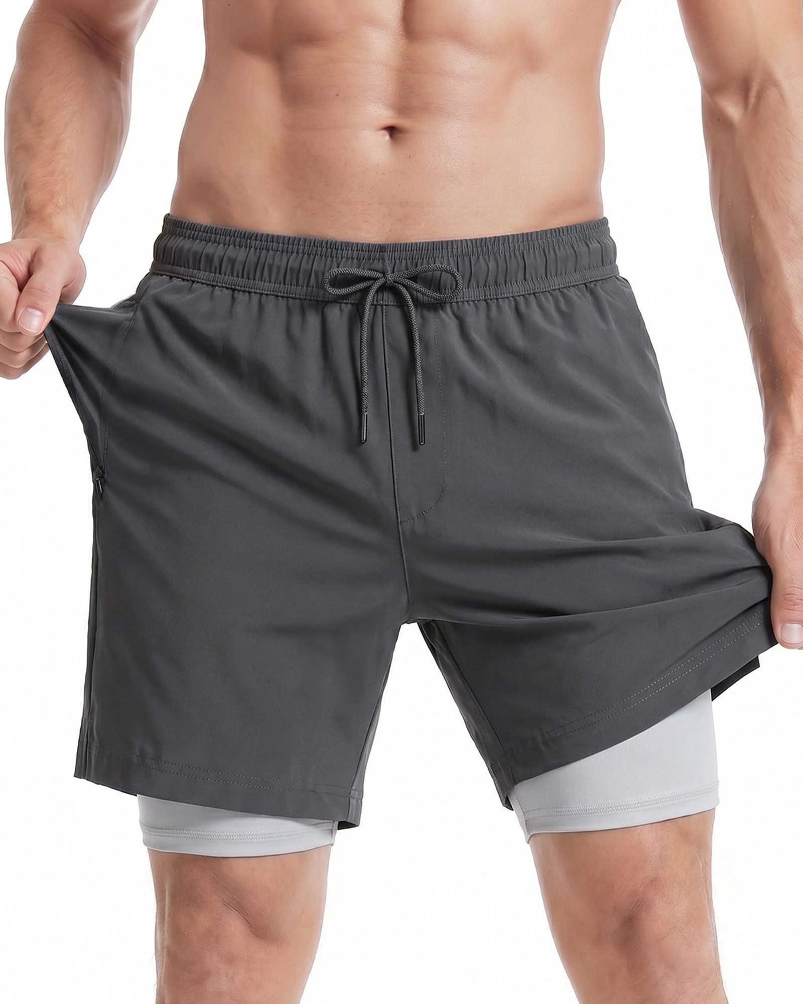 MaaMgic Shorts Herren Elastan kurze Hose 2-in-1 Badehose schnelltrocknend Sporthose (1-tlg)
