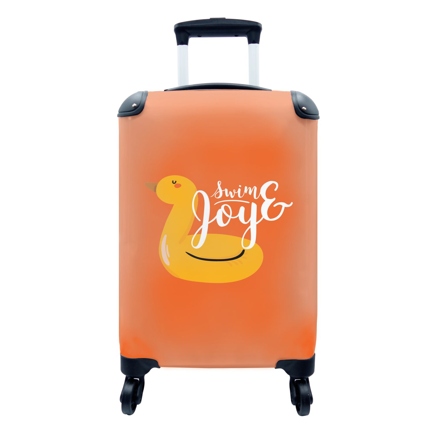 Rollen, Handgepäck mit Gelb Reisetasche Reisekoffer Ferien, - für Trolley, 4 - Handgepäckkoffer MuchoWow rollen, Orange Schwimmband,