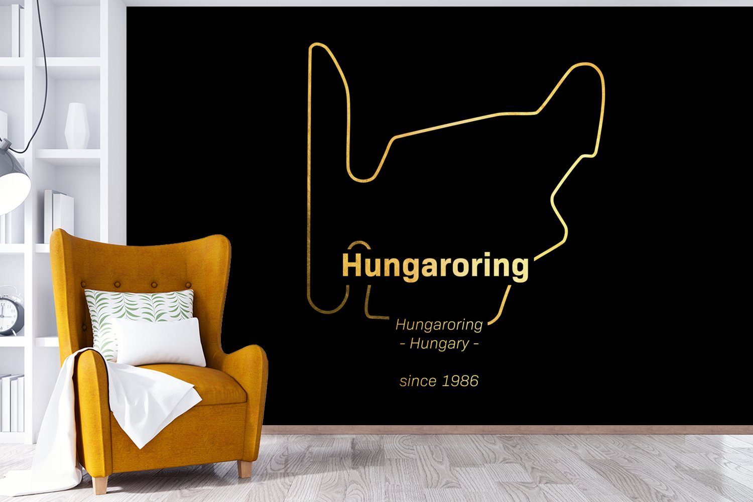 MuchoWow Kinderzimmer, F1 Wohnzimmer, Rennstrecke, Tapete (6 - St), Schlafzimmer, für - Hungaroring Vinyl Wallpaper Matt, bedruckt, Fototapete