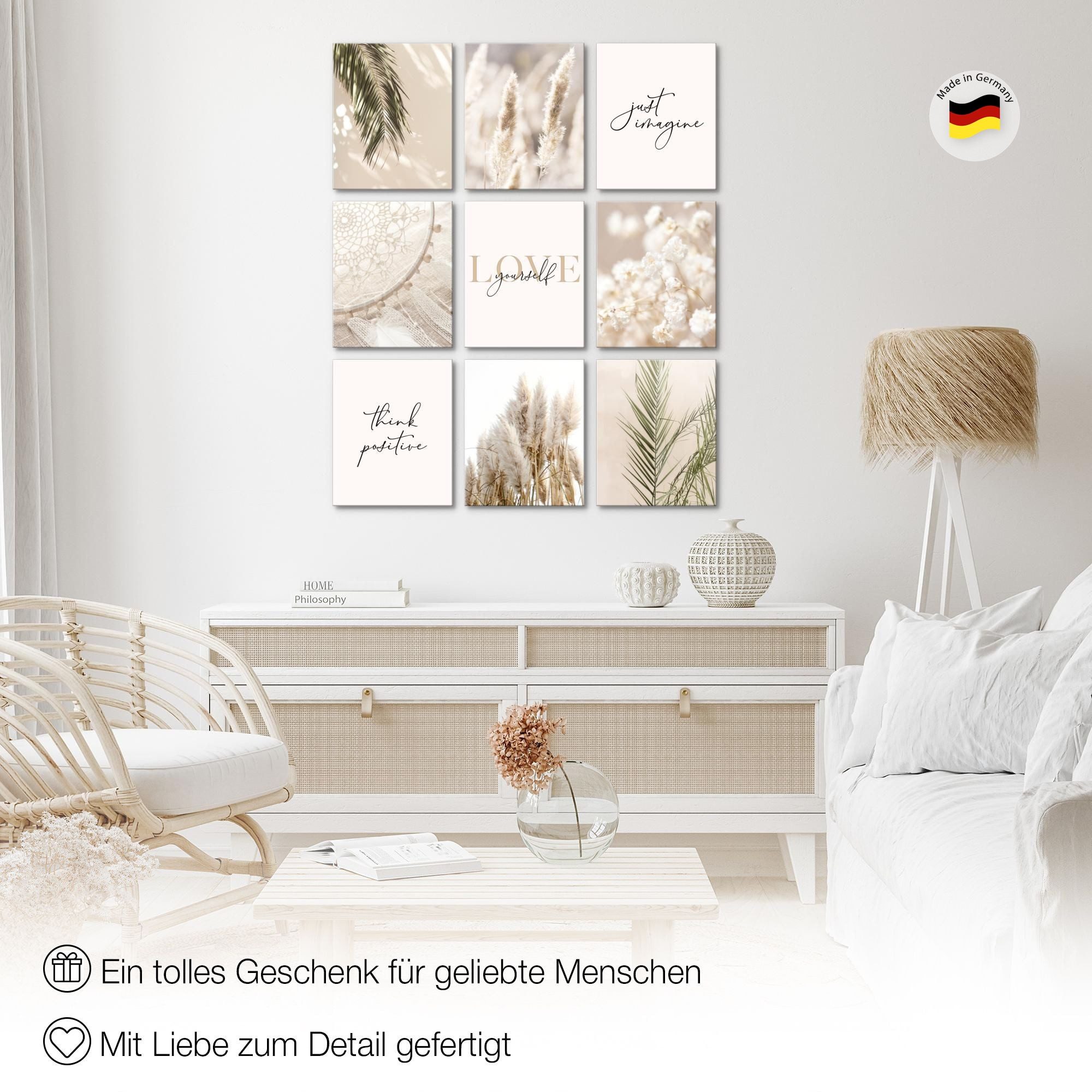 Novart Wandbild Boho Natur Wohnzimmer Schlafzimmer AUFHÄNGFERTIG, Love 9 Bilder 20x25 cm – Bild 5 von 5