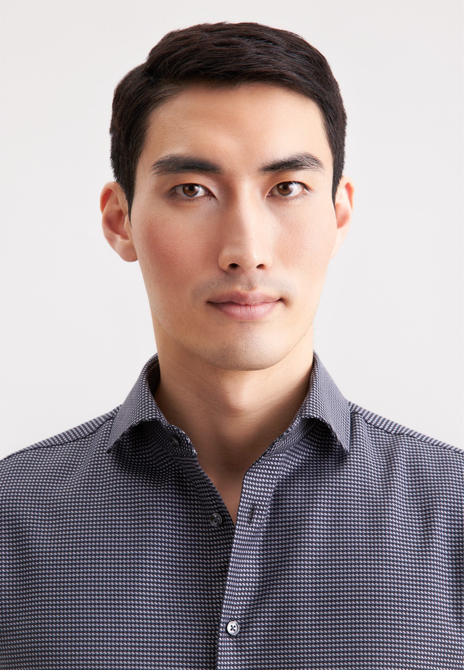 seidensticker Businesshemd Schwarze Rose Slim 1/1 Kentkragen Pepita