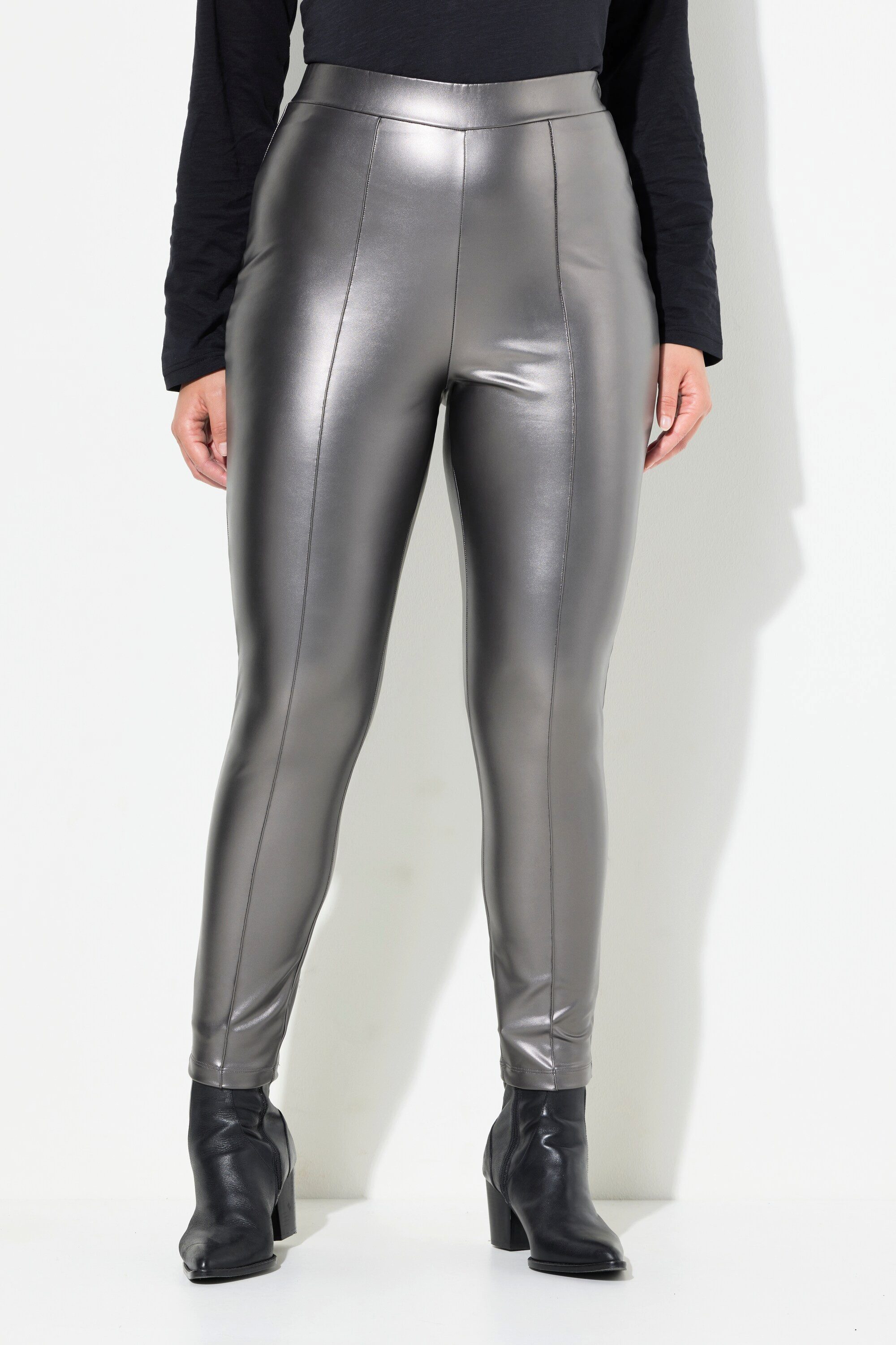 Ulla Popken Leggings Leggings Lederoptik schmales günstig online kaufen
