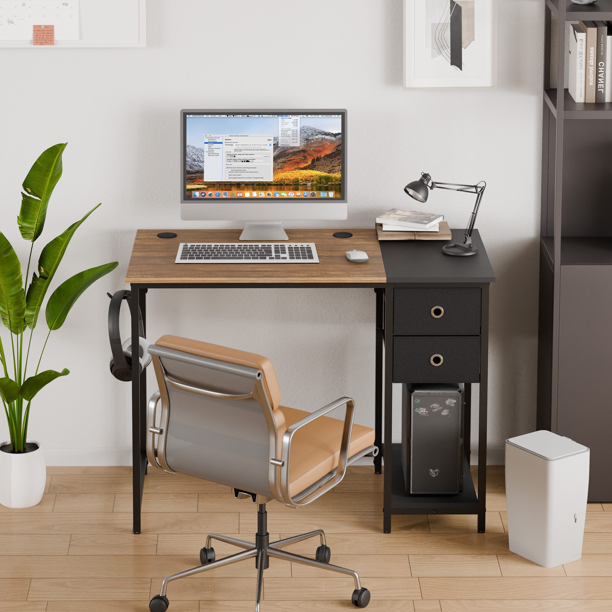 Mondeer Schreibtisch Computertisch, mit 2 Schubladen und Regal links oder r günstig online kaufen