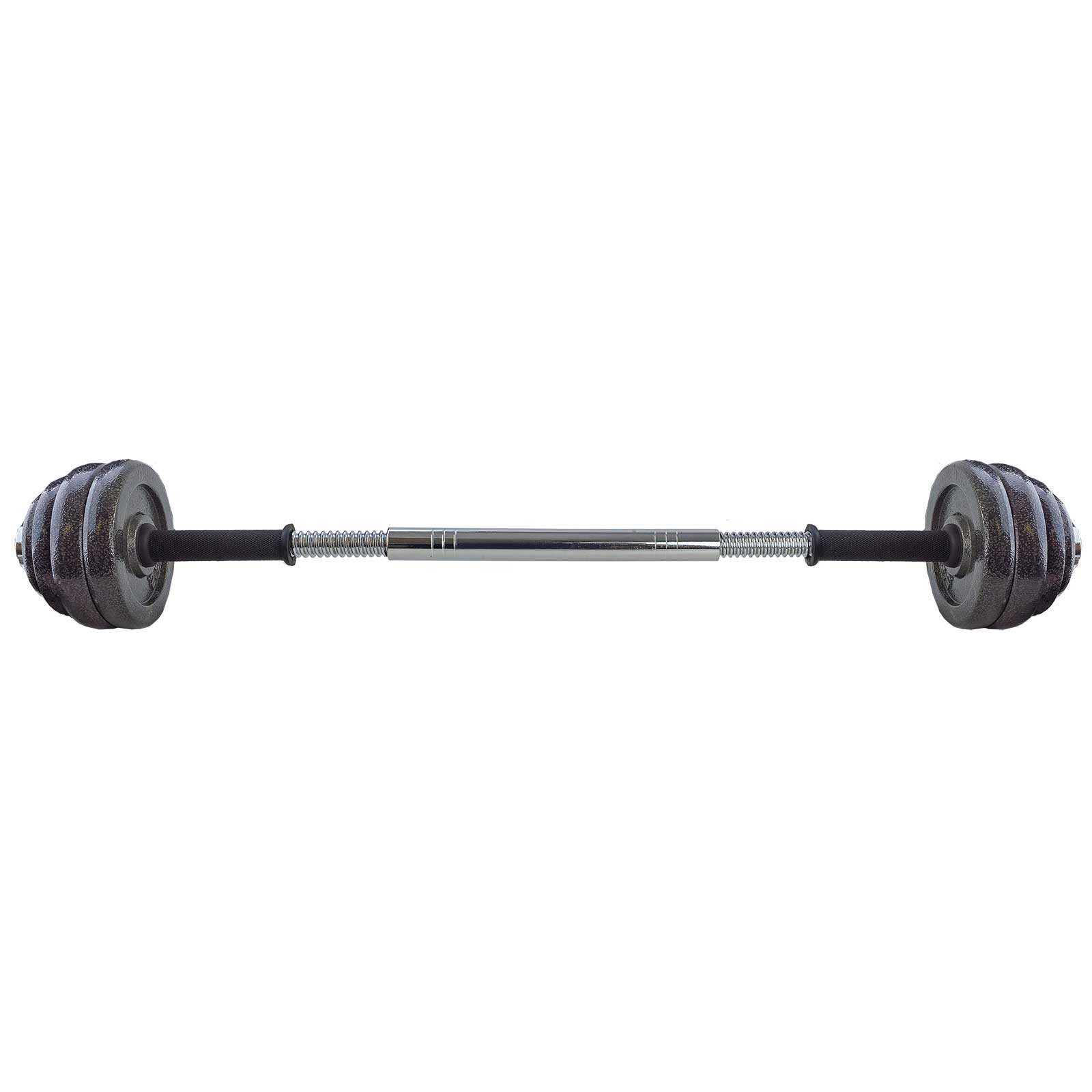 RAMROXX Hantel-Set 20 kg Profi Hantel Kurzhantel Langhantel Set Schwarz Gusseisen