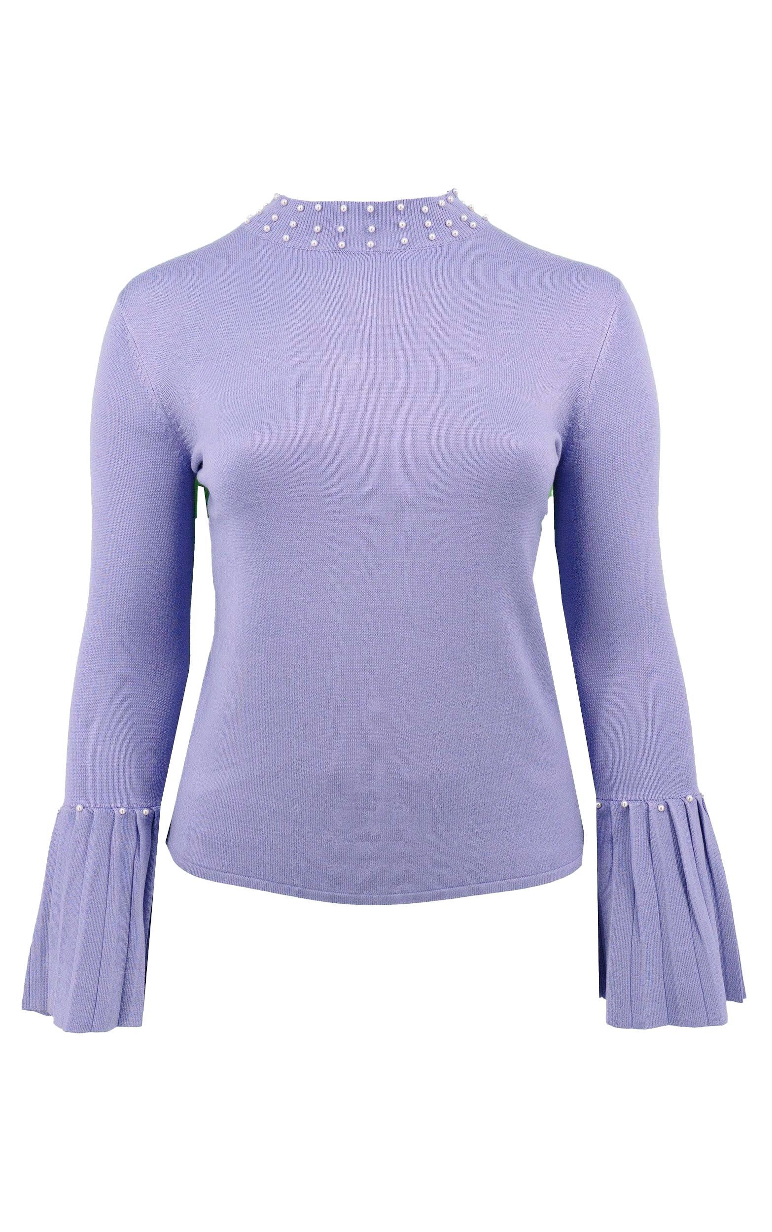 Passioni Strickpullover mit ausgestellten Ärmeln und Perlen