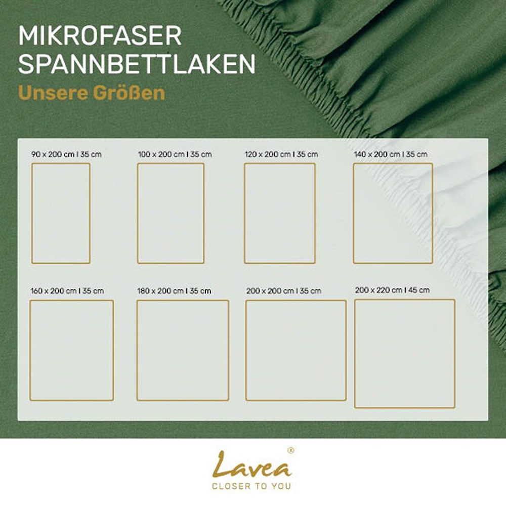 Lavea Spannbettlaken Bettlaken, Spannlaken Mikrofaser, 180x200cm, 200x200cm, (2 Stück), kühlend & atmungsaktiv, schnelltrocknend, weich, pflegeleicht – Bild 5 von 5