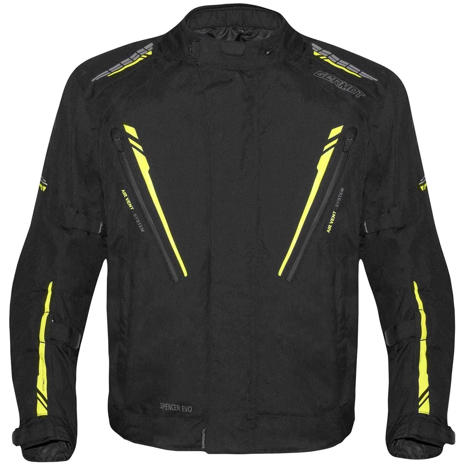 Motorradjacke Germot Spencer Evo Textiljacke Schwarz / Gelb Übergröße