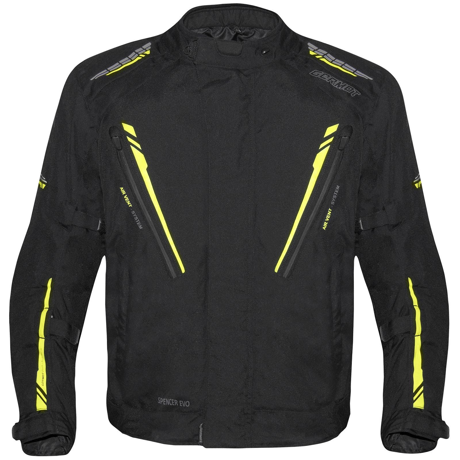 Germot Motorradjacke Germot Spencer Evo Textiljacke Schwarz / Gelb Übergröße B5XL