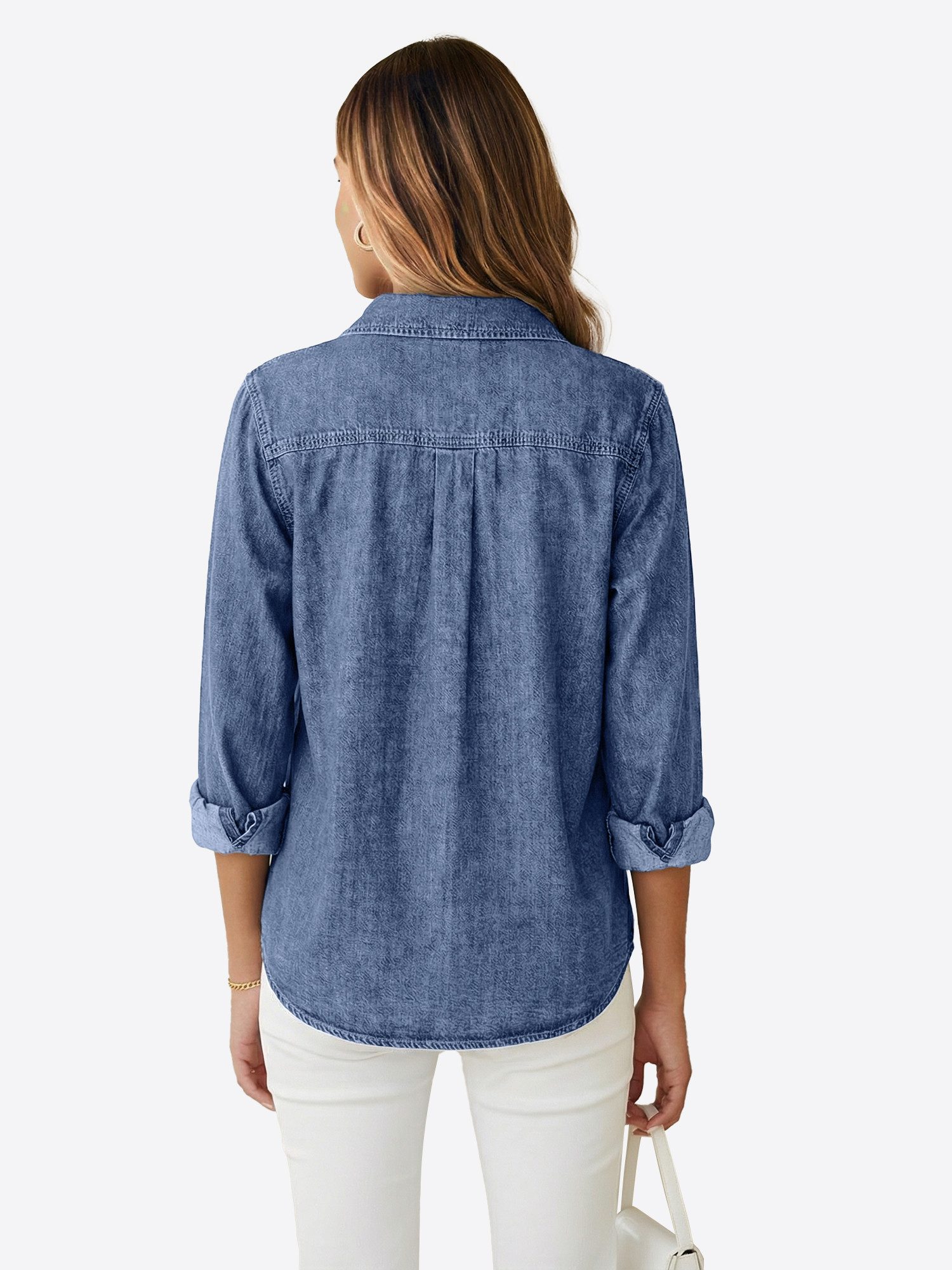 Imily Bela Jeansbluse Damen Lässige Boyfriend Jeansjacke (Packung, 1-tlg., 1per-Pack) aus Baumwolle – Bild 3 von 5
