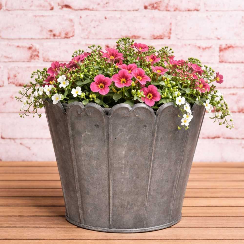 AltoBelli Blumentopf AltoBelli Blumentopf ROMY Groß Grau Metall 13x11 cm