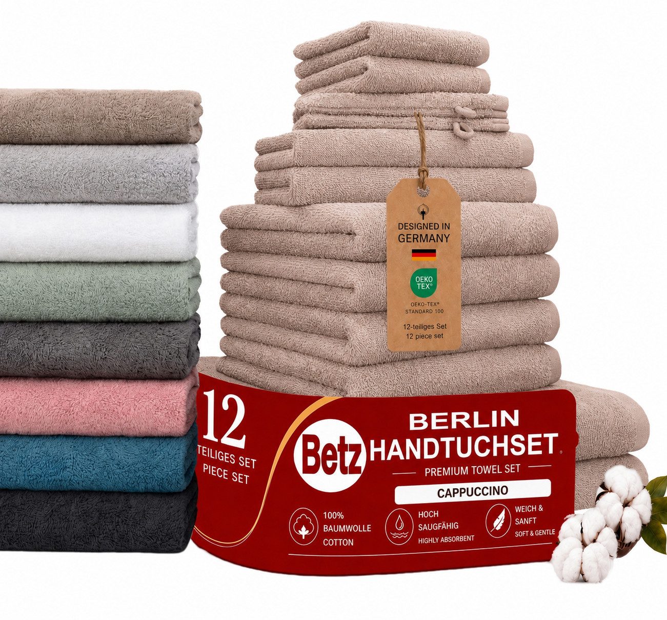Betz Handtuch Set Betz 12 tlg. Handtuch Set Berlin, 100% Baumwolle (12 Teile, 12-St)