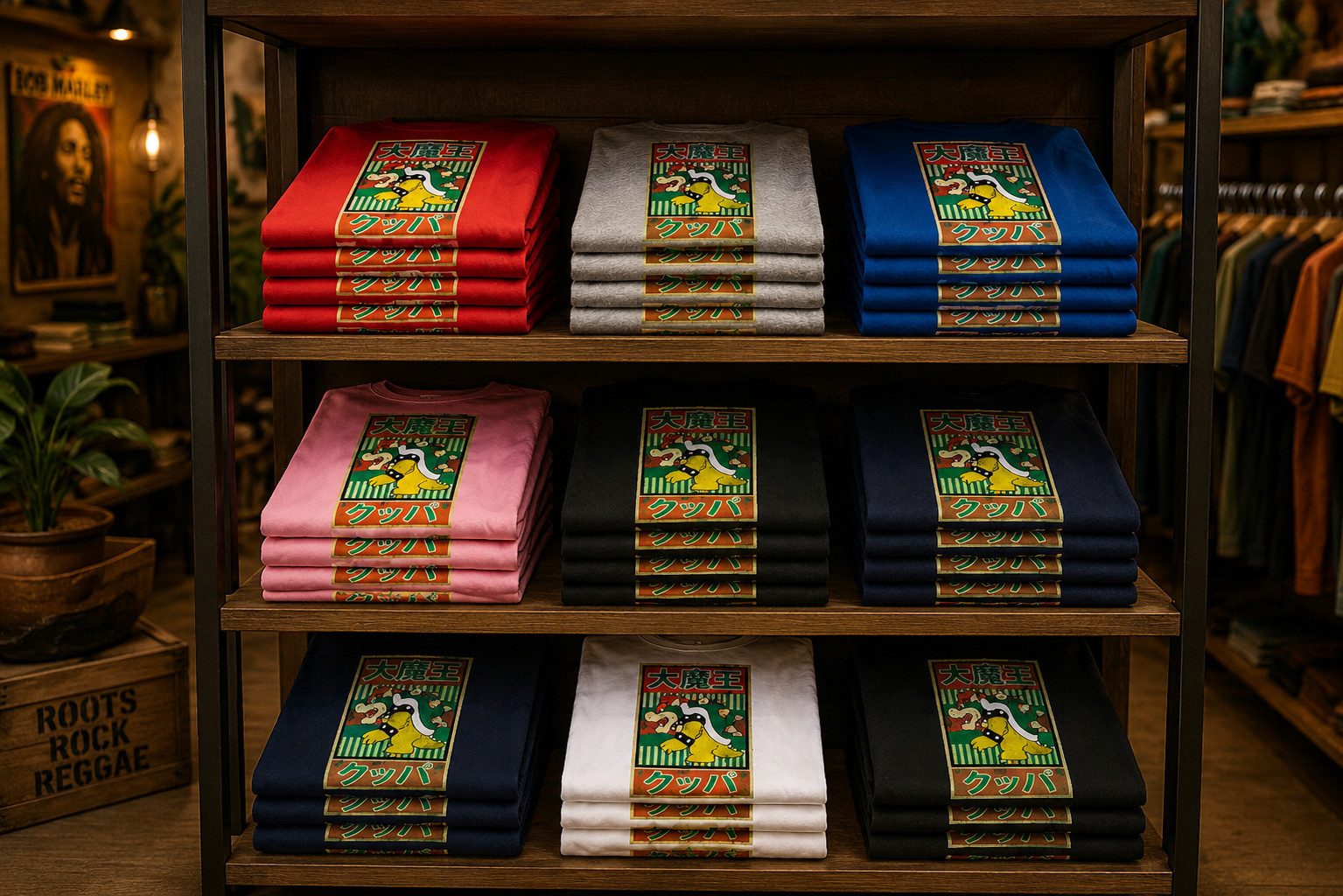 Blondie & Brownie T-Shirt Bowser Japan Damen T Shirt Gaming Print Rundhals Baumwolle Retro (Einzelstück, Einzelartikel) Japan Gaming Damenshirt Printstyle
