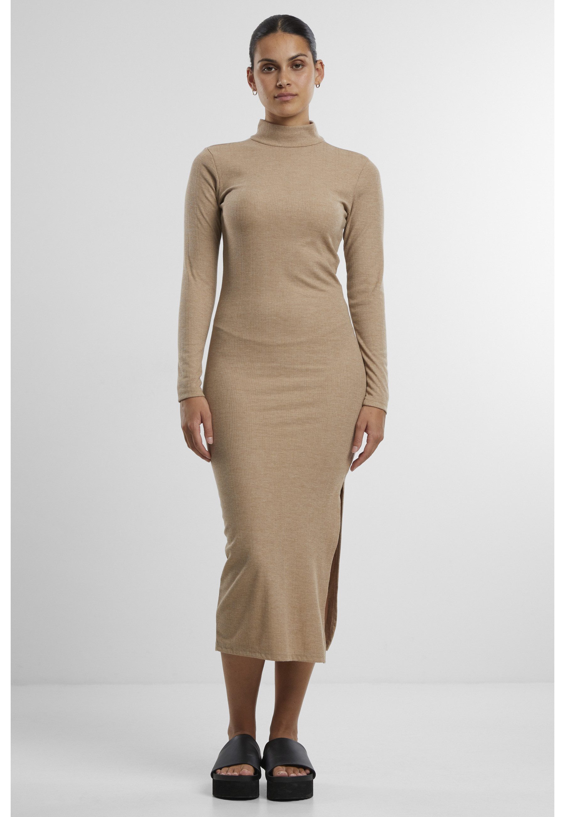 URBAN CLASSICS Shirtkleid Urban Classics Ladies Rib Longlseeve Mockneck Dress (1-tlg)
