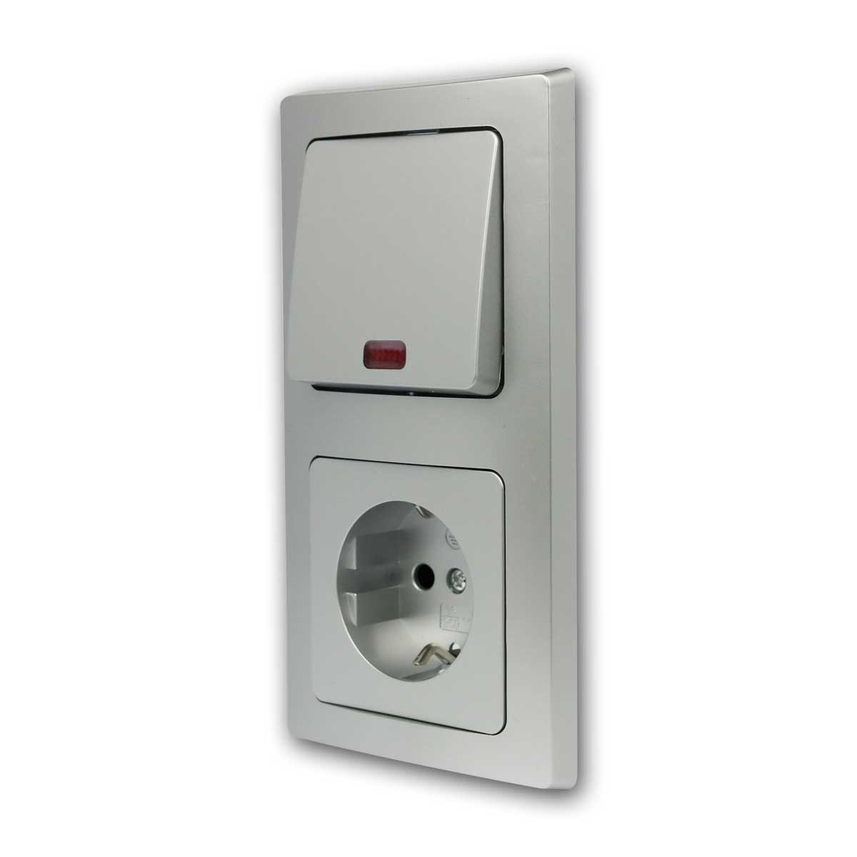 ChiliTec DELPHI Set "Tür 2-fach Kontroll" 3-teilig silber Unterputzschalter