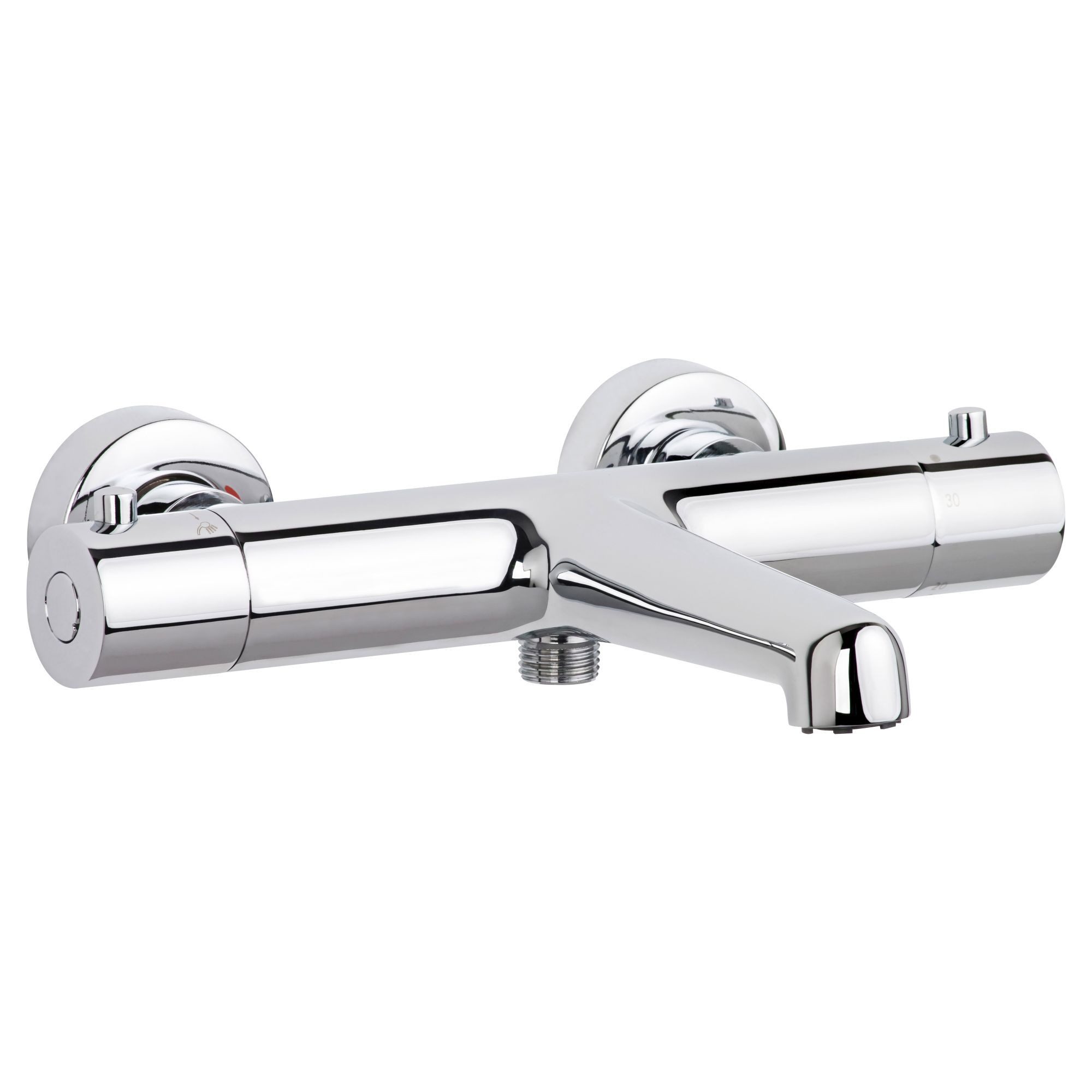 SCHÖNER WOHNEN-Kollektion Wannenthermostat DICU, Badewannenarmatur mit Thermostat mit Verbrühschutz Chrom, Mischbatterie für Badewanne
