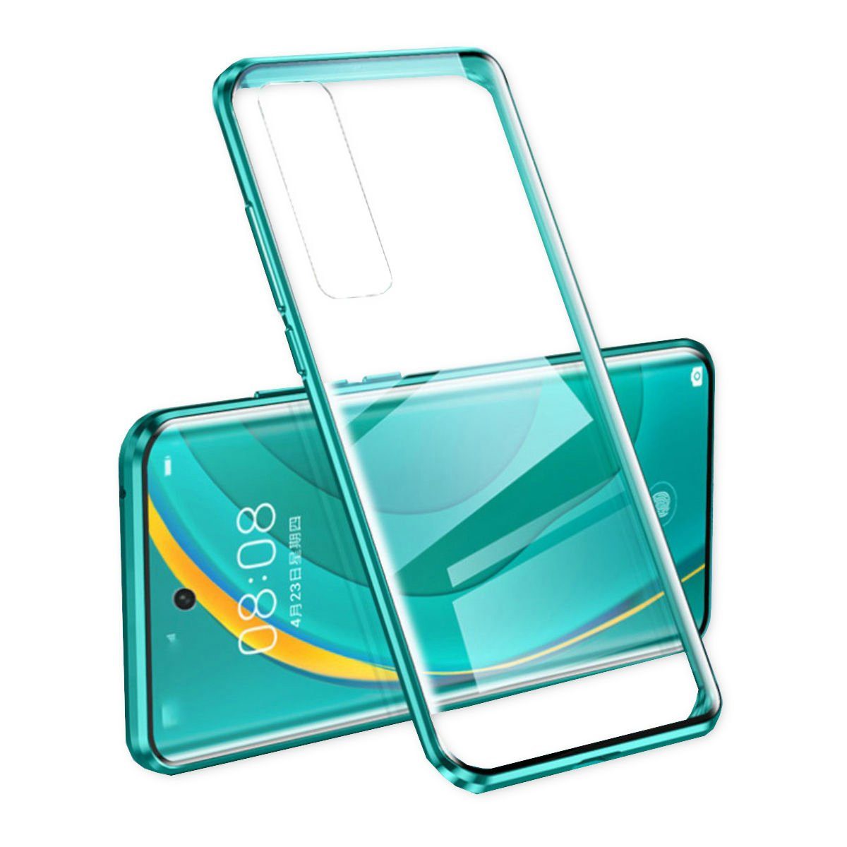 Wigento Handyhülle Beidseitiger 360 Grad Magnet / Glas Case Bumper für  Samsung Galaxy S21 Plus G996B Handy Tasche Case Hülle Cover New Style