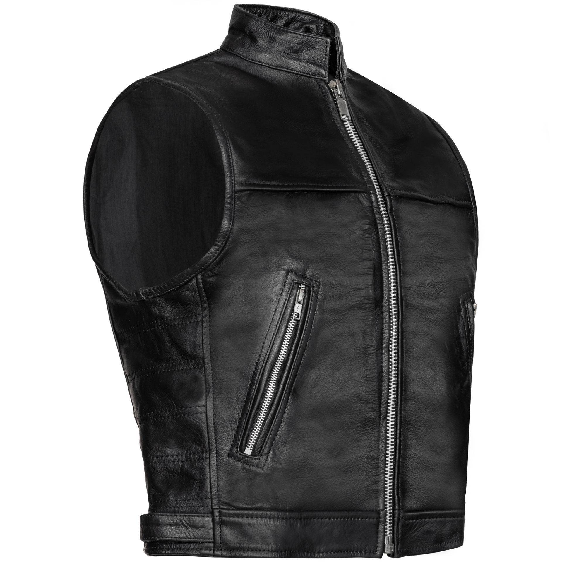 PAULGOS Motorradweste Lederweste Biker Kutte Clubweste Chopper Weste 100% Echtleder - BW8