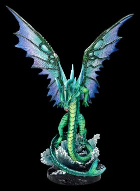 Figuren Shop GmbH Fantasy-Figur Drachen Figur grün-blau - Wasserdrache - Elementardrache Dekofigur Fan