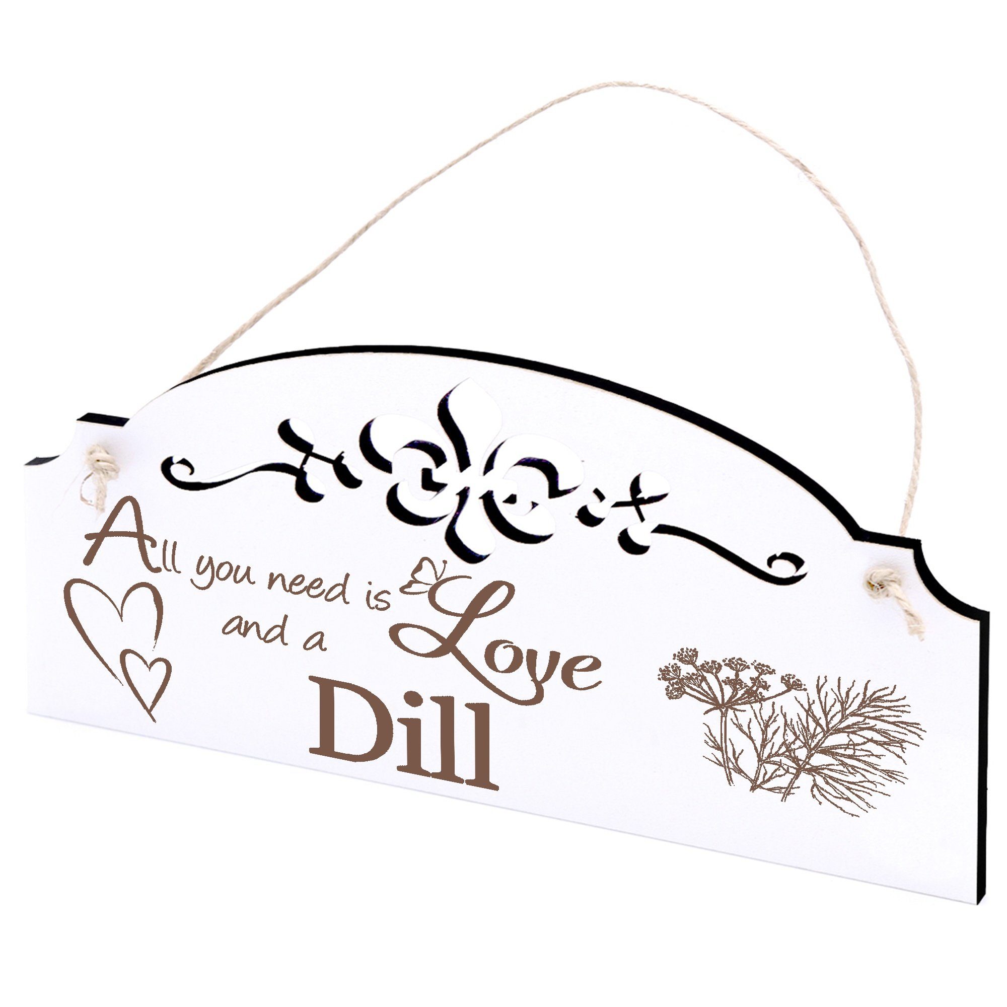 Dekolando Hängedekoration Dill Deko 20x10cm All you need is Love