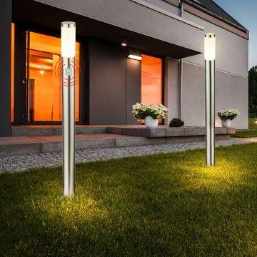 etc-shop LED Außen-Stehlampe, Leuchtmittel inklusive, Warmweiß, 2er Set LED Stand Lampen Bewegungsmelder Außen Beleuchtung Garten Weg