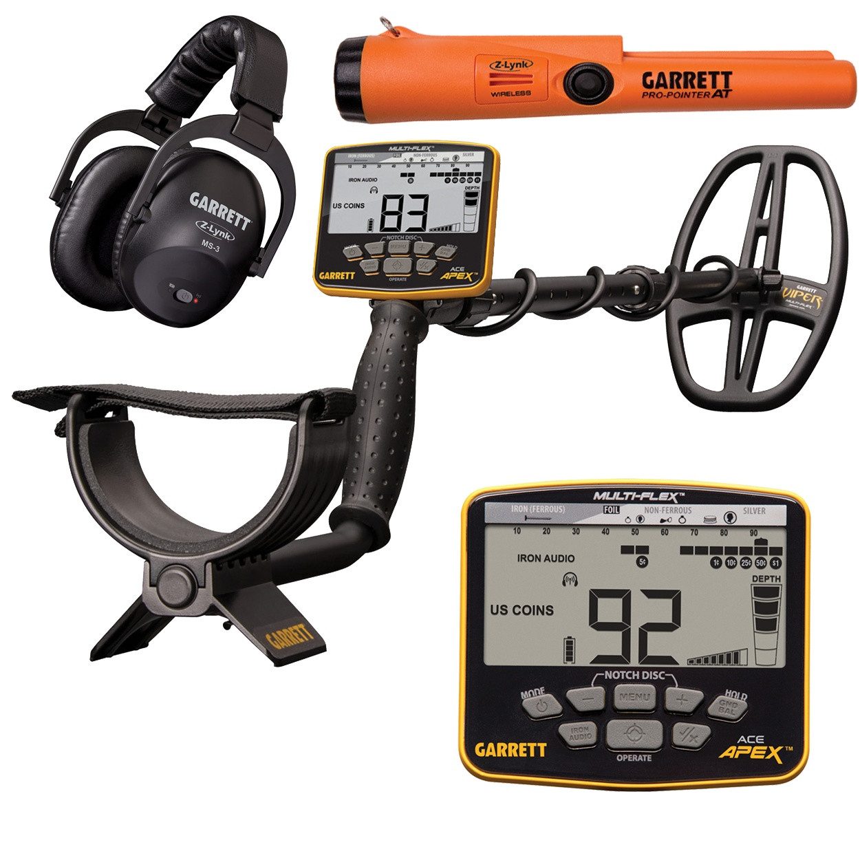 Garrett Metalldetektor Ace APEX (Viper) Wireless Pack + Garrett ProPointer ZLynk