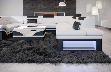 Sofa Dreams Wohnlandschaft Ledersofa Brianza U Form Leder Sofa, Couch, mit LED, wahlweise mit Bettfunktion als Schlafsofa, Designersofa