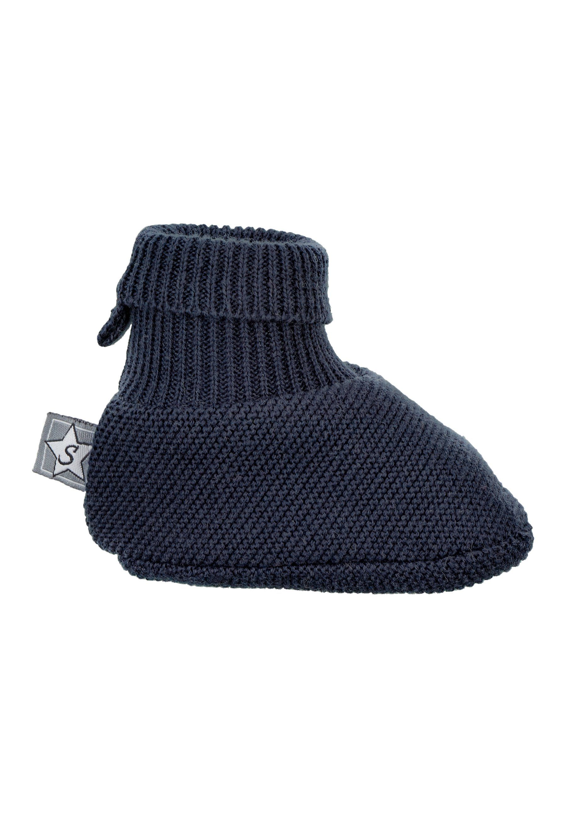GOTS Süße Bio-Baumwolle ideal Mädchen Outdoorschuh - für Baby-Schuh Strickschuhe Jungen Strick-Schuh Bündchen Nachhaltiger (1-tlg) Baby 100% und - Stoffschuhe Babyschuhe - Strickschuh marine für Winter Sterntaler® den mit