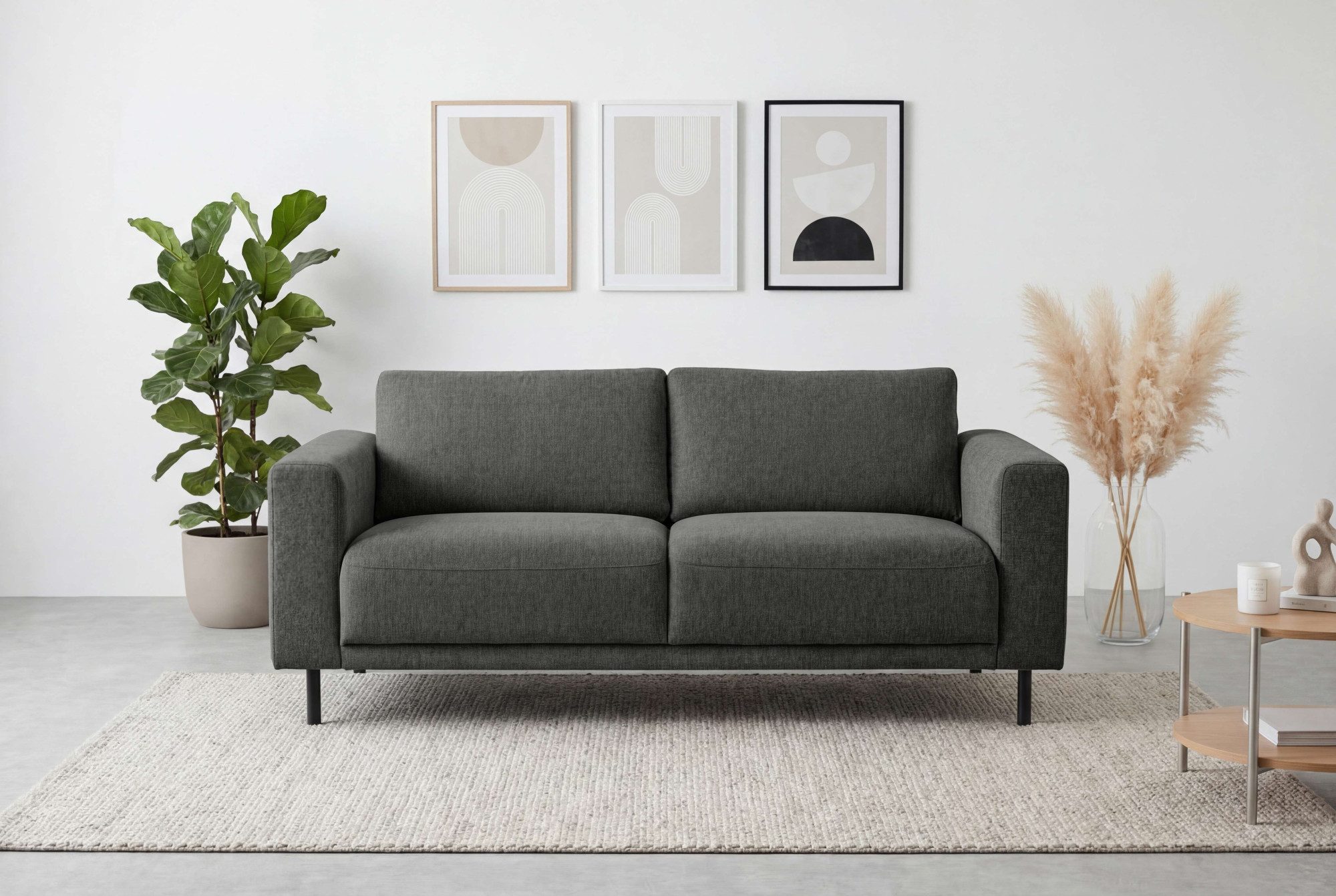 OTTO home 2,5-Sitzer Sveeva, Kompaktsofa, B.183 cm, schwarze Metallfüße, langlebiger Webstoff, mit Wellenunterfederung, viele Farben