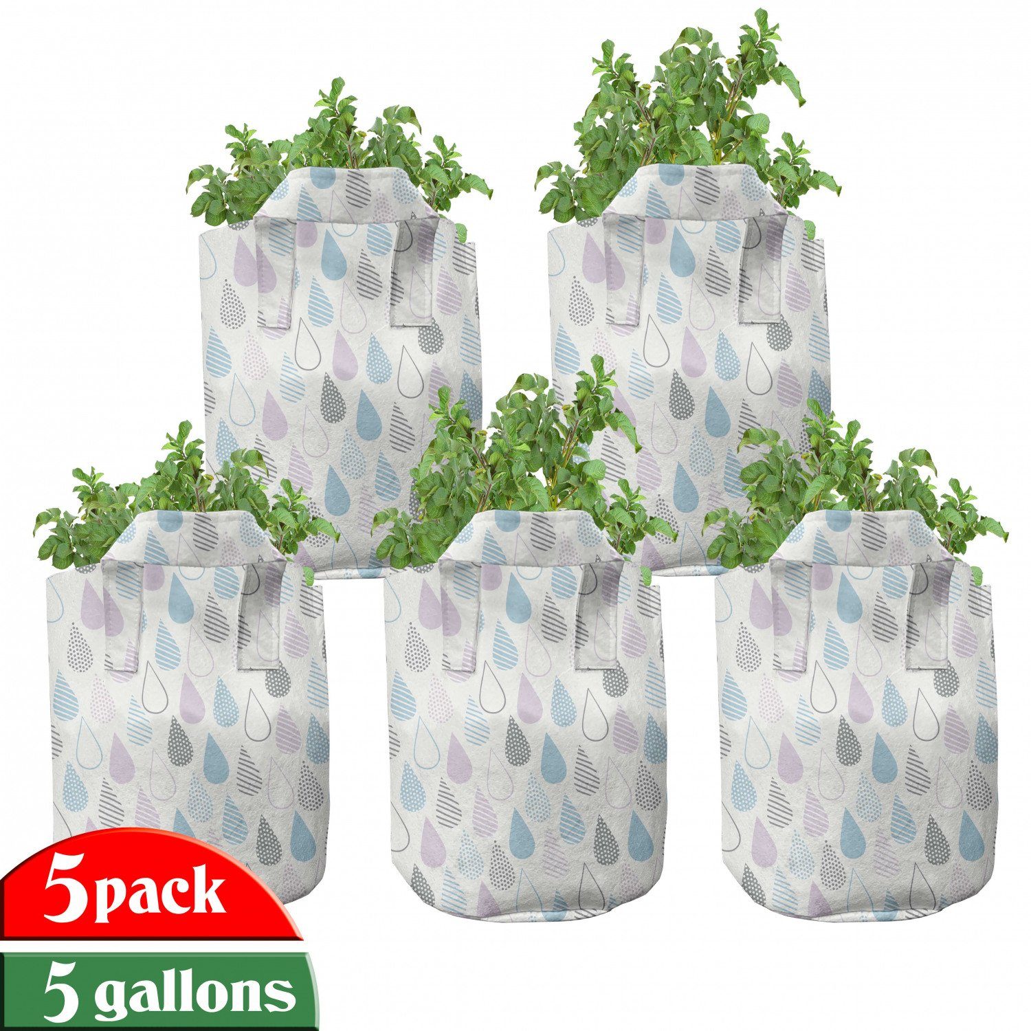 Abakuhaus Stofftöpfe Droplets Weiß Pflanzkübel für hochleistungsfähig Griffen Pflanzen, mit
