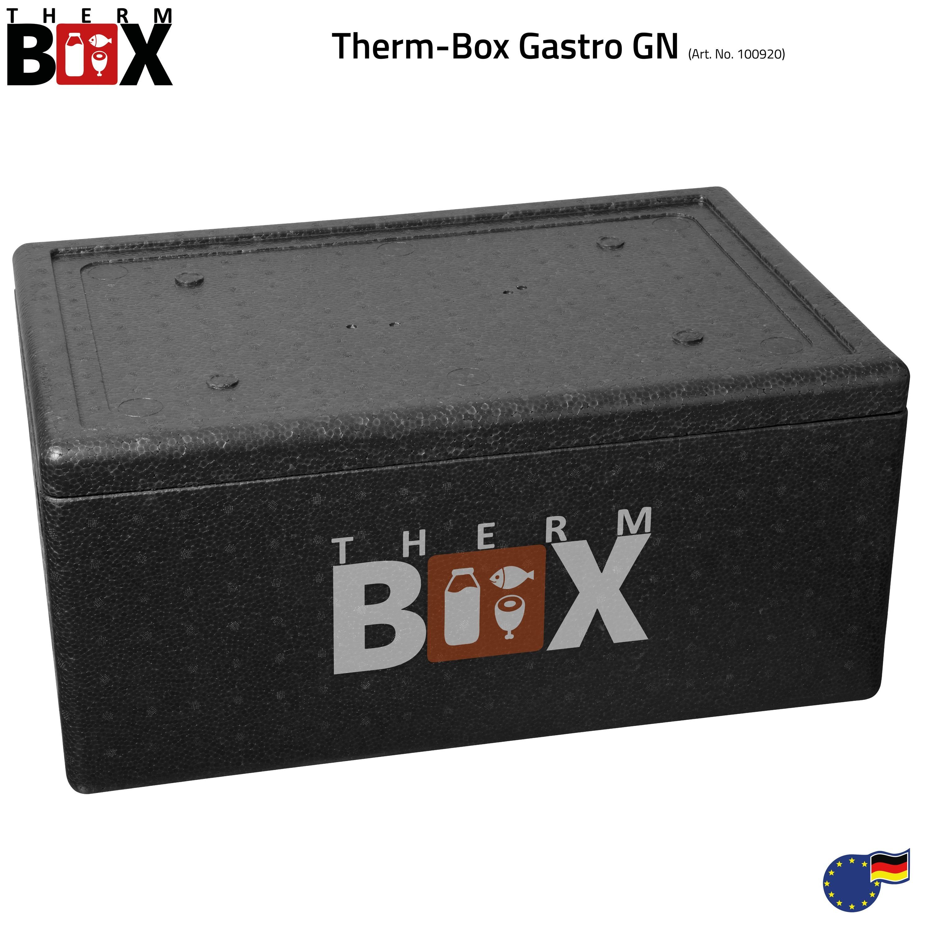 (1, GN Profibox Box Thermobox Innenmaß: Wiederverwendbar, Deckel Gastro Styropor-Piocelan, im 0-tlg., Styroporbox 53,9x34x21,9cm Isolierbox Thermobehälter mit THERM-BOX Karton), 40L Warmhaltebox Kühlbox