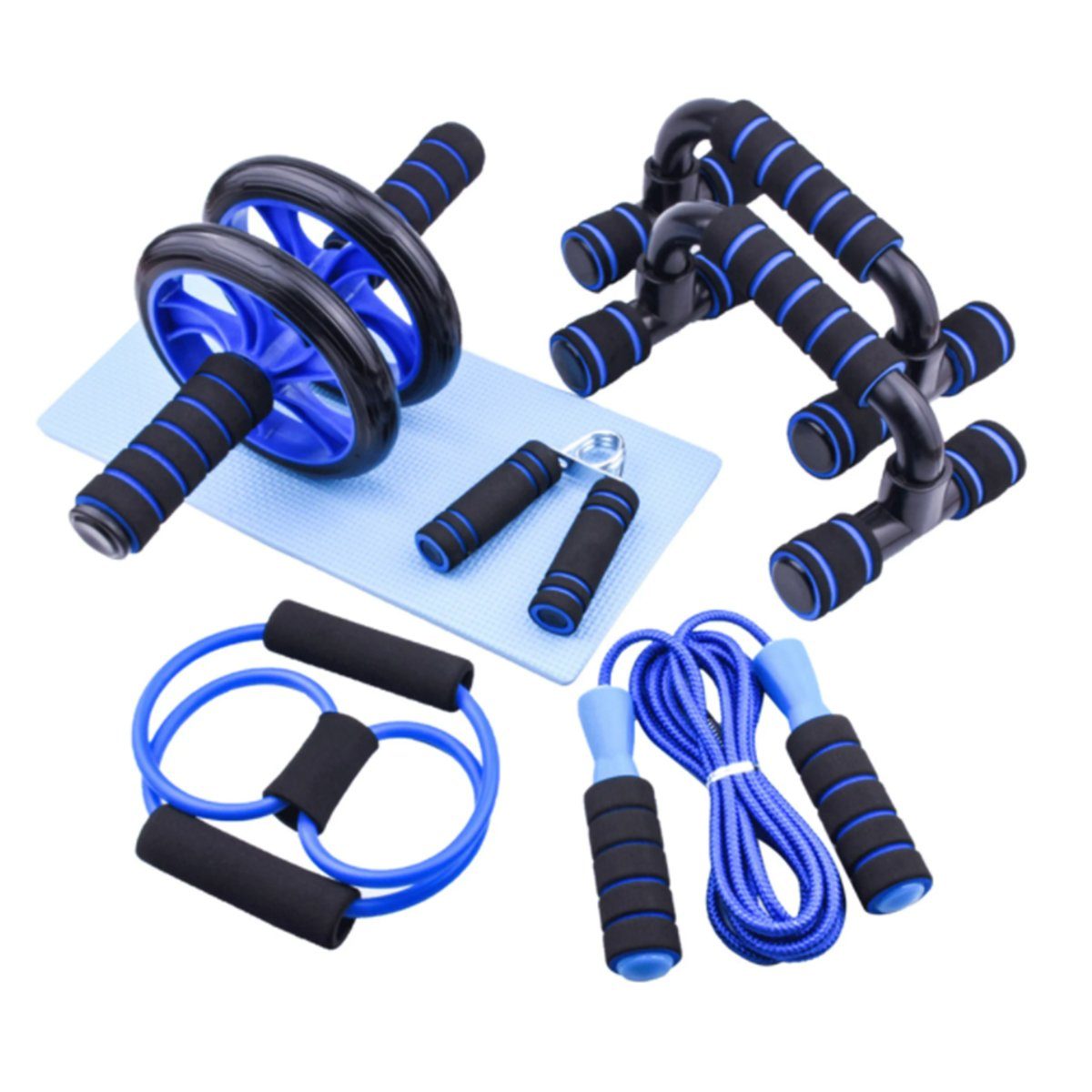 XDeer Fitnessrolle 7PCS Fitness Geräte, Roller für Zuhause, Rutschfester für Fitness Kniematte Bauchtrainer und AB Geräte Heimtraining