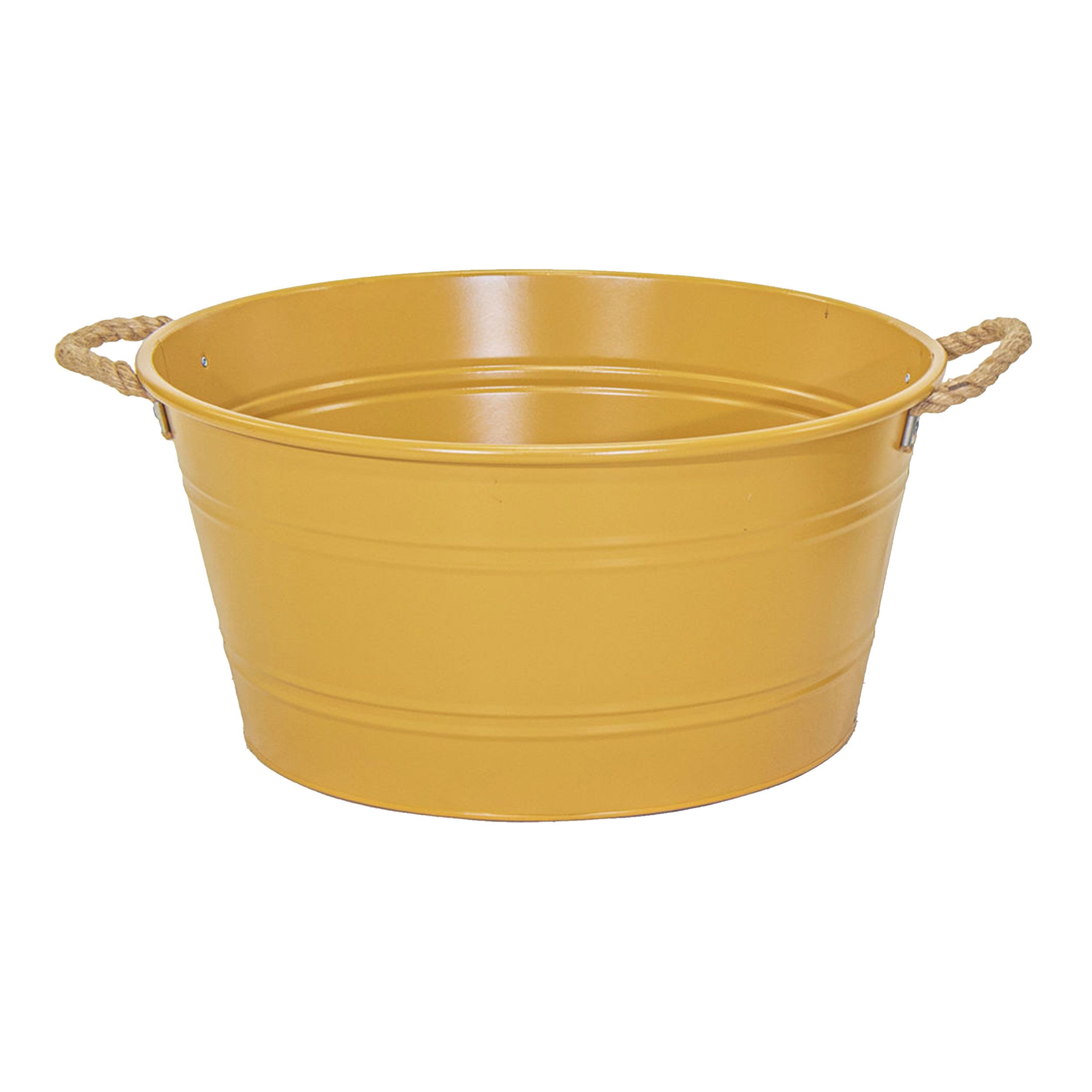 colourliving Blumentopf Pflanztopf "Beat" rund aus Metall mit Kordelgriffen, Seitliche Kordelgriffe aus Naturmaterial für einfaches Tragen