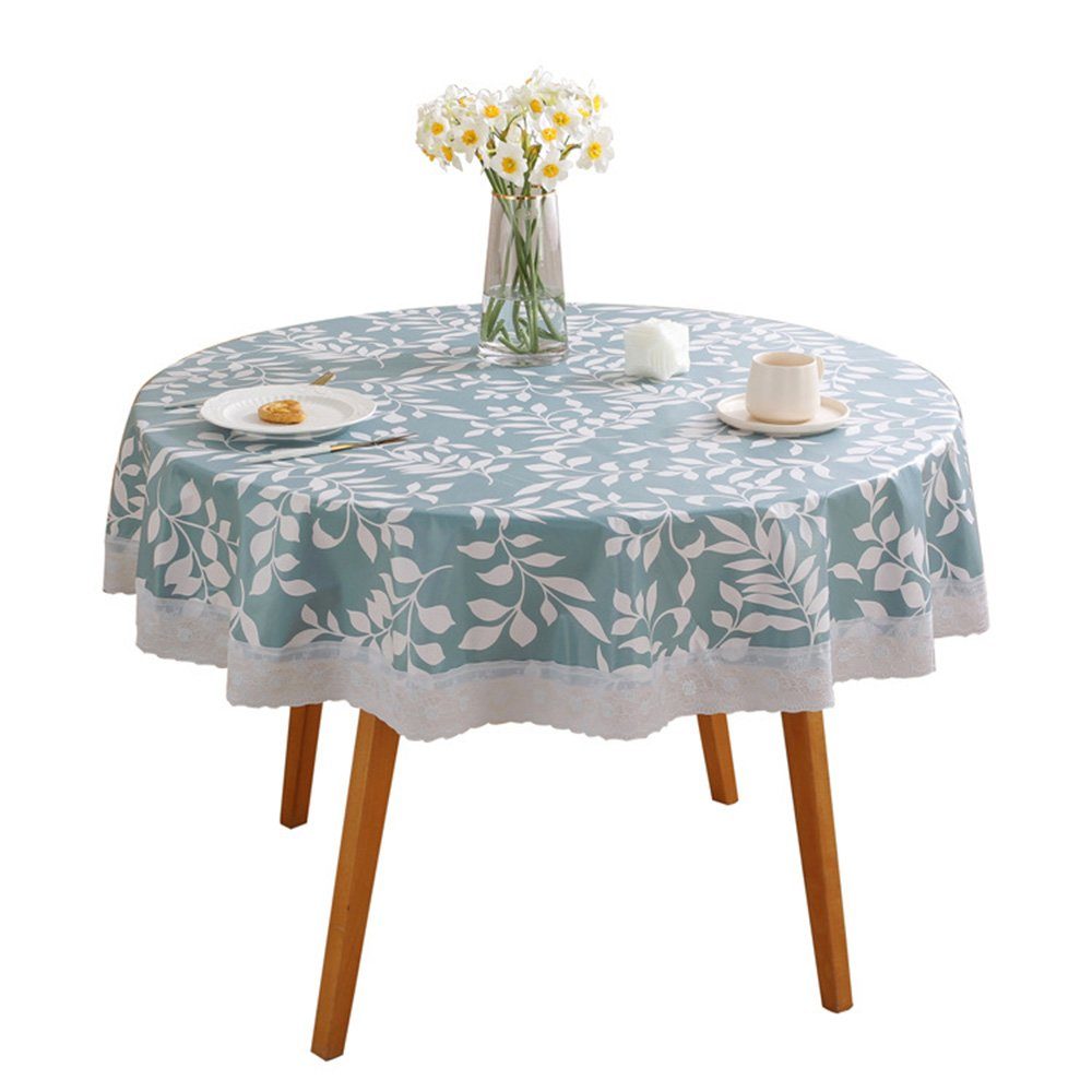 FELIXLEO Tischdecke Tischdecke runden Wasserabweisend Abwischbar Blau Durchmesser:150cm | Tischdecken