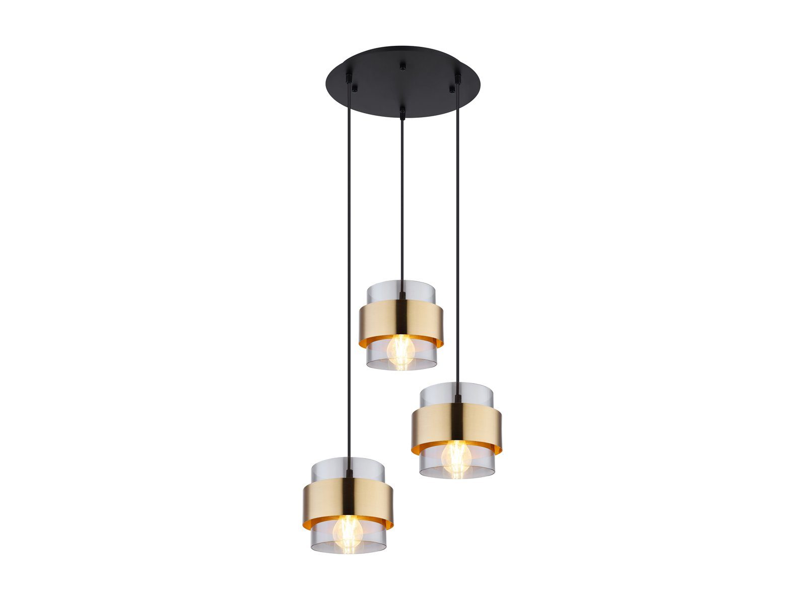 GLOBO LIGHTING LED Pendelleuchte, Leuchtmittel stufenweise über Wandschalter dimmbar, LED wechselbar, warmweiß, Designer-lampen hängend über-n Esstisch & Treppenhaus Rauchglas, Ø45cm