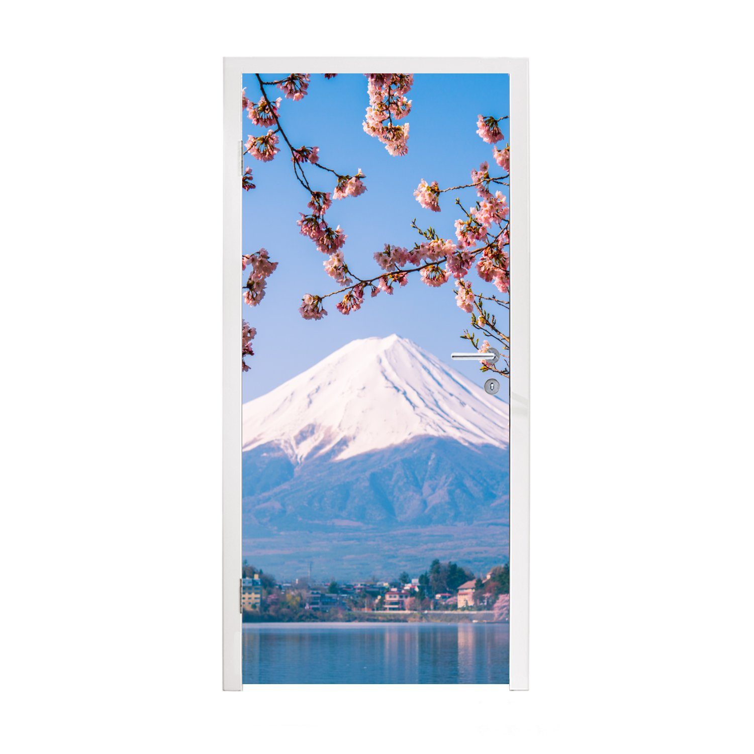 MuchoWow Türtapete Blick auf den Berg Fuji im asiatischen Japan, Matt, bedruckt, (1 St), Fototapete für Tür, Türaufkleber, 75x205 cm