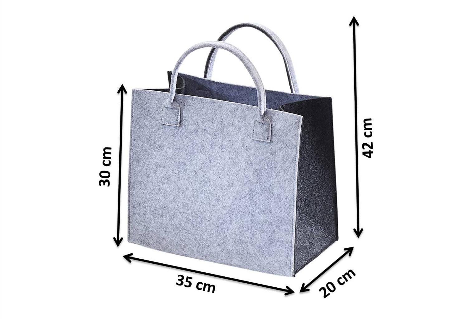 Kobolo Einkaufsshopper Filztasche hellgrau mit dunkelgrauen Seiten, 20 l günstig online kaufen