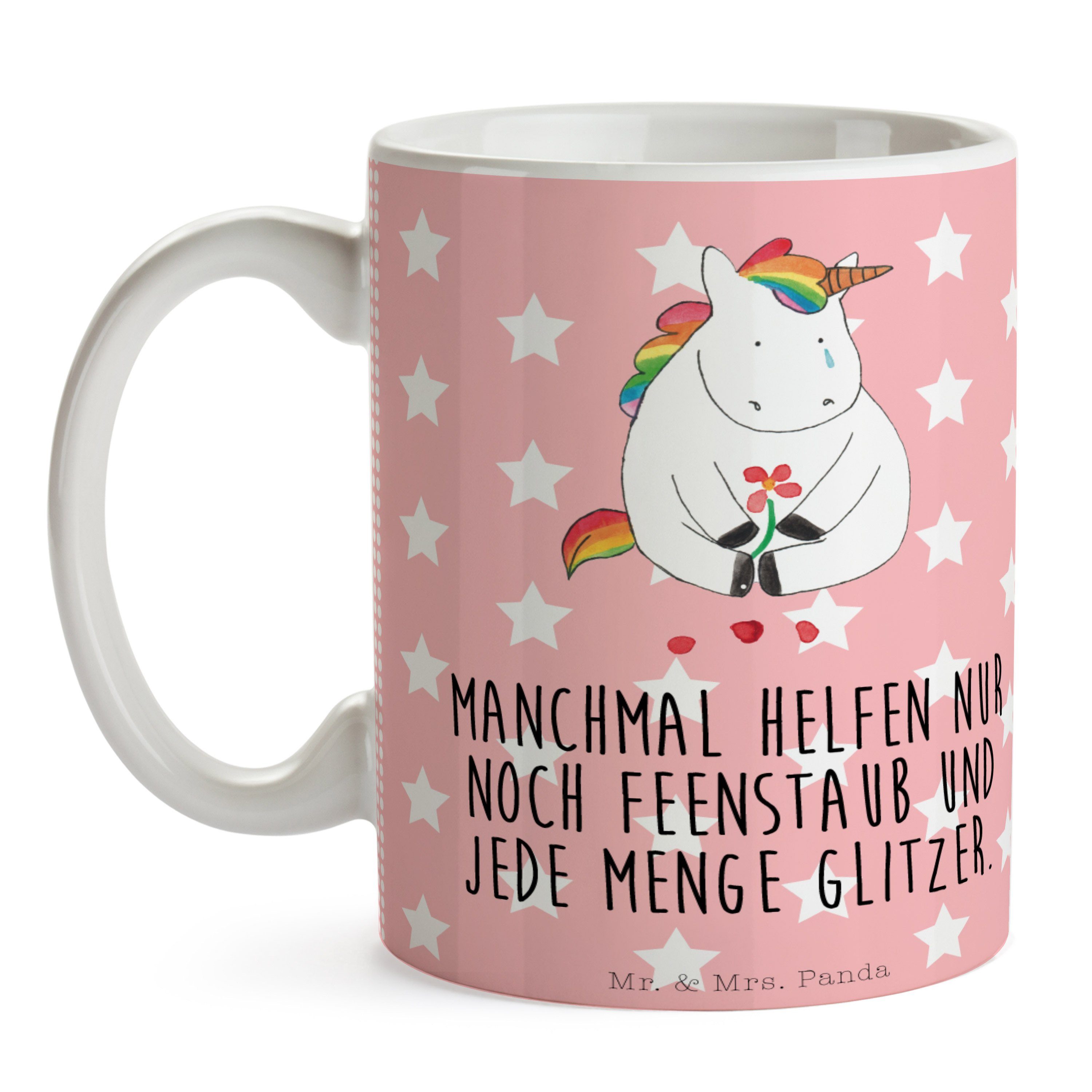 Keramik Tasse, Traurig Teebecher, Tasse Rot - Pastell Mr. Einhorn Unicorn, Geschenk, Mrs. - & Panda