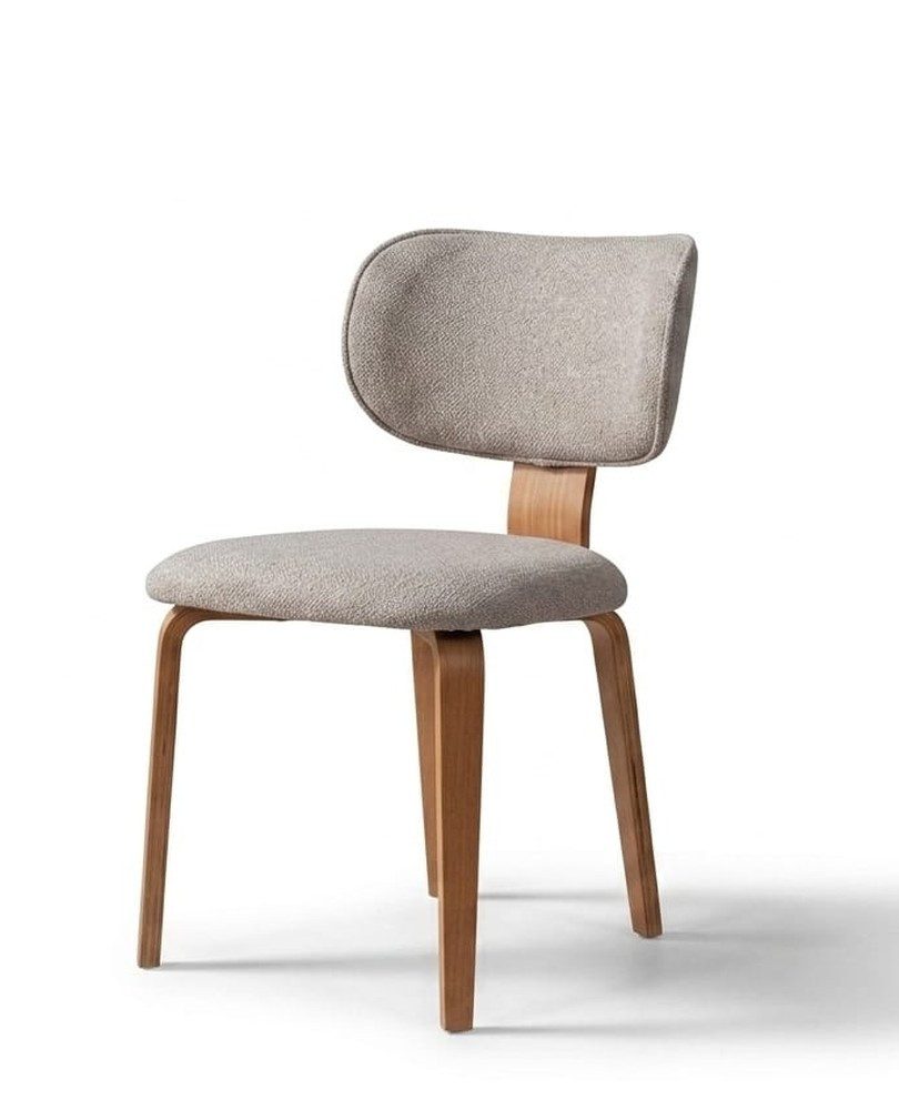 Xlmoebel Esszimmerstuhl Moderner Esszimmerstuhl Beige Polsterstuhl Holz Küchenstuhl (1-tlg)
