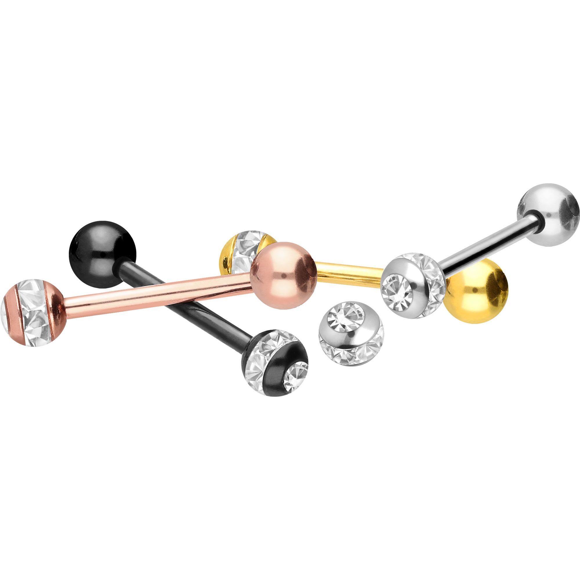 PIERCINGLINE Brustwarzenpiercing Chirurgenstahl Barbell EPOXY-RING-KUGEL + KRISTALL + (Barbells, 1-tlg)