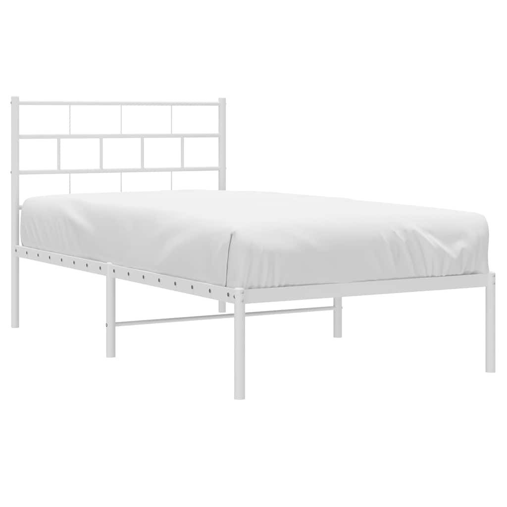 Bett Bettgestell mit Kopfteil Metall Weiß 107x203 cm