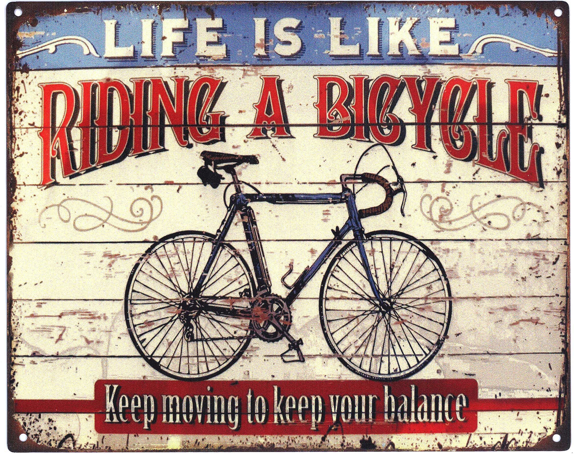 Moritz Metallschild Blechschild Life is Like Riding a Bicycle, (Einzeln), 20 x 25cm Vintage Retro Deko Schild Metallschild Wandbild Schild