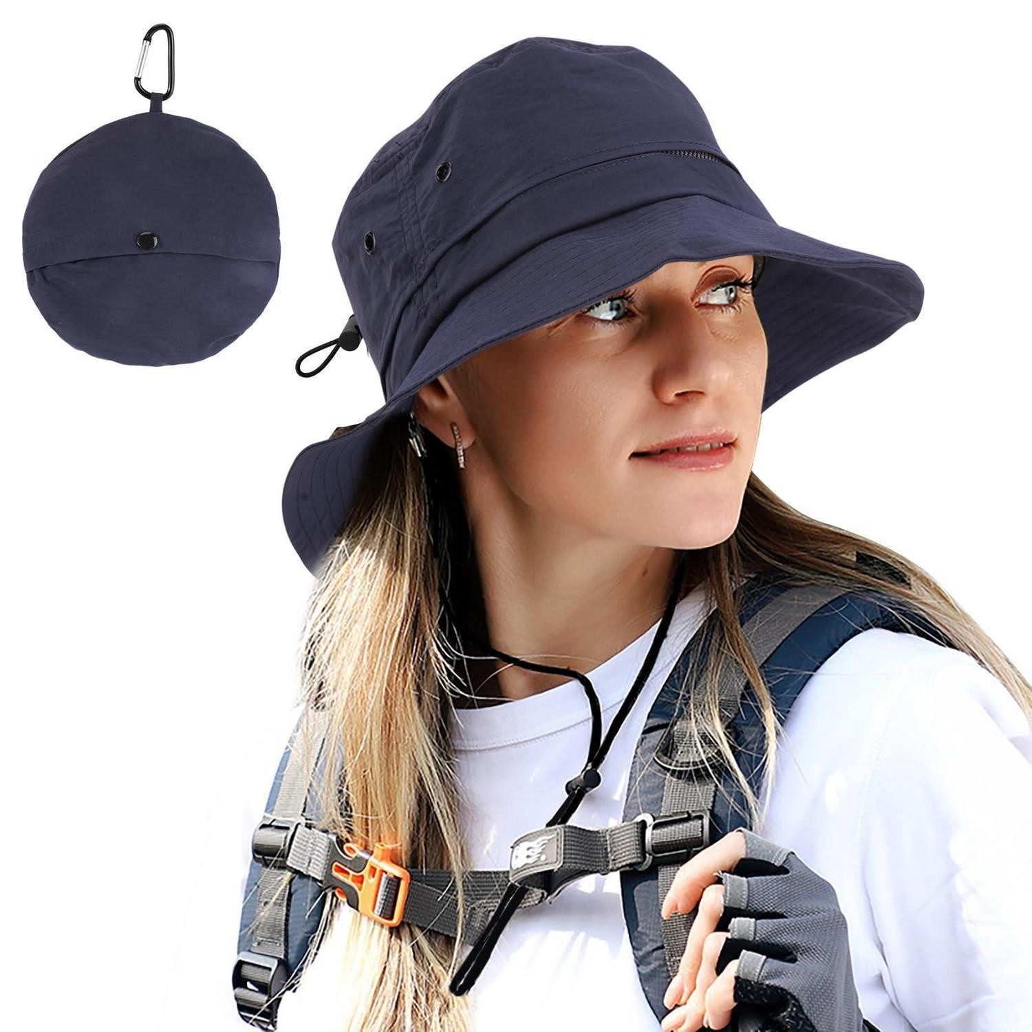LuxusKollektion Sonnenhut Sonnenhut Fischerhut Herren Damen Kinnriemen Blau Einheitsgröße